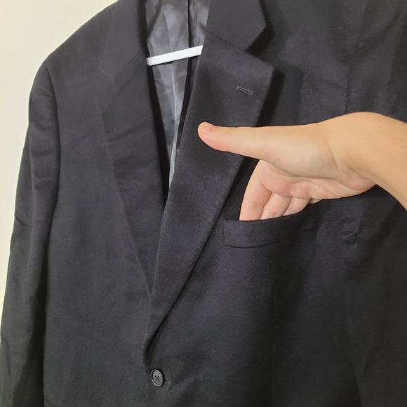 Black 100% Cashmere Mens 42R Blazer Old Money Preppy Quiet Lux Academia Winter - Picture 5 of 12